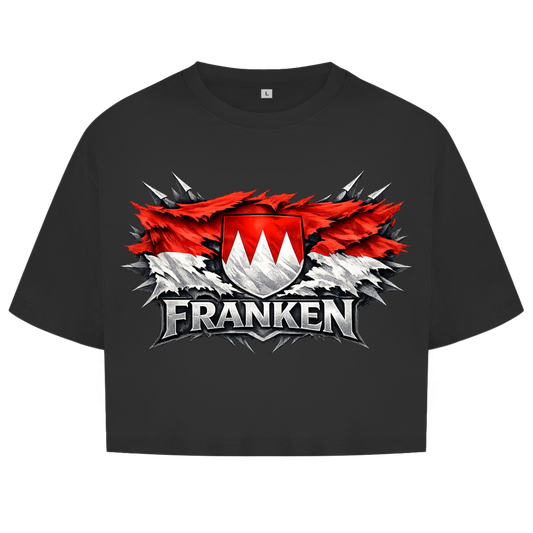 Damen Oversize Crop Top Franken Fahne