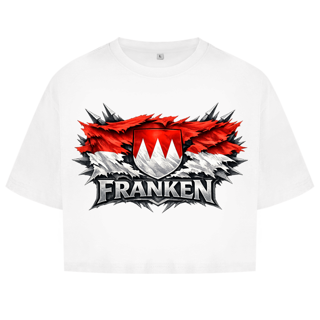Damen Oversize Crop Top Franken Fahne