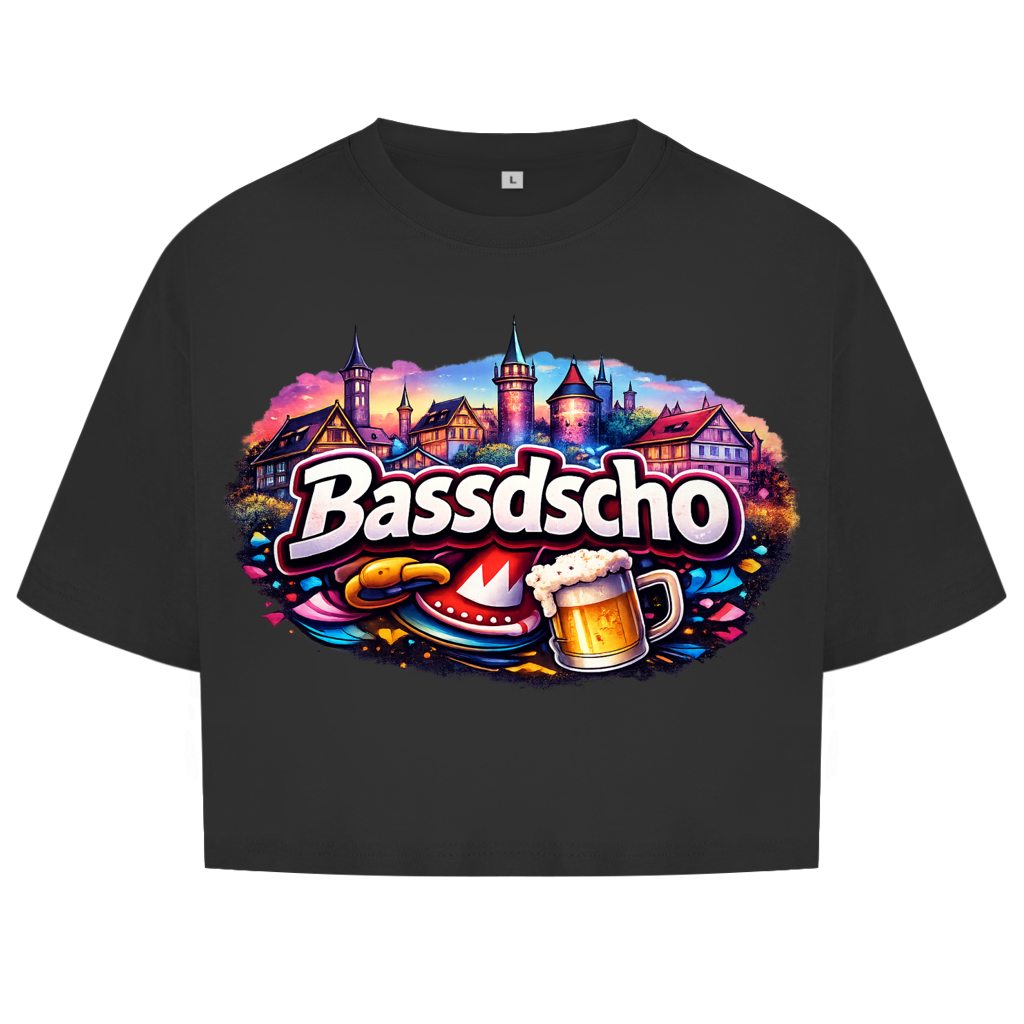 Damen Oversize Crop Top Bassdscho Stadt