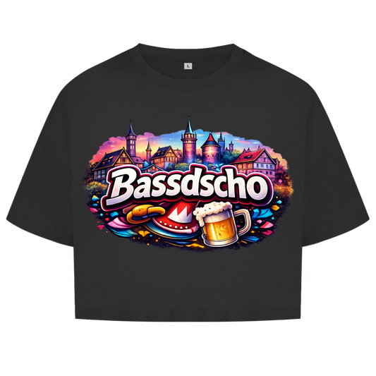 Damen Oversize Crop Top Bassdscho Stadt