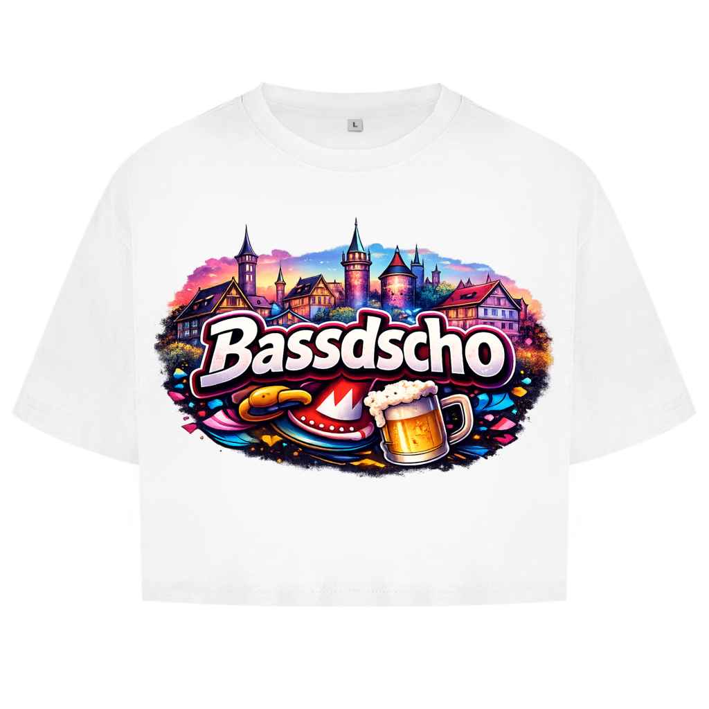 Damen Oversize Crop Top Bassdscho Stadt