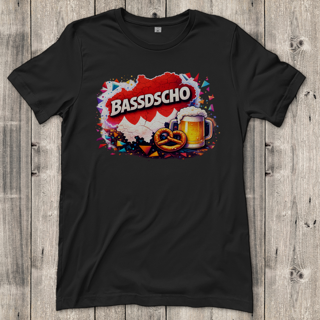 Damen T-Shirt Bassdscho Bier und Brezel