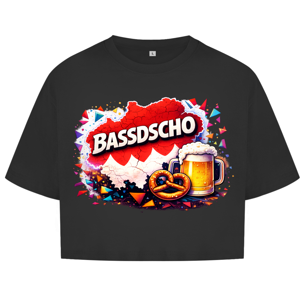 Damen Oversize Crop Top Bassdscho Bier und Brezel