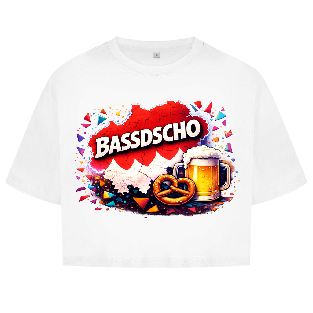 Damen Oversize Crop Top Bassdscho Bier und Brezel
