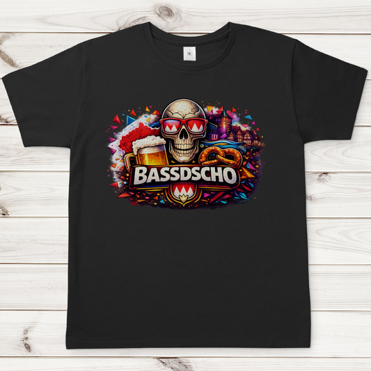 Herren T-Shirt Bassdscho Bier, Schädel und Brezel