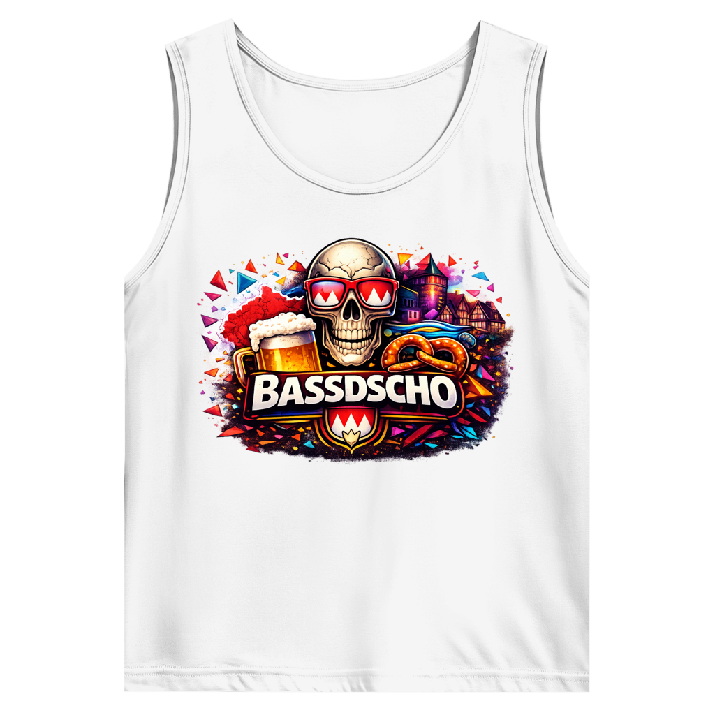 Herren Basic Tank Top Bassdscho Bier, Schädel und Brezel