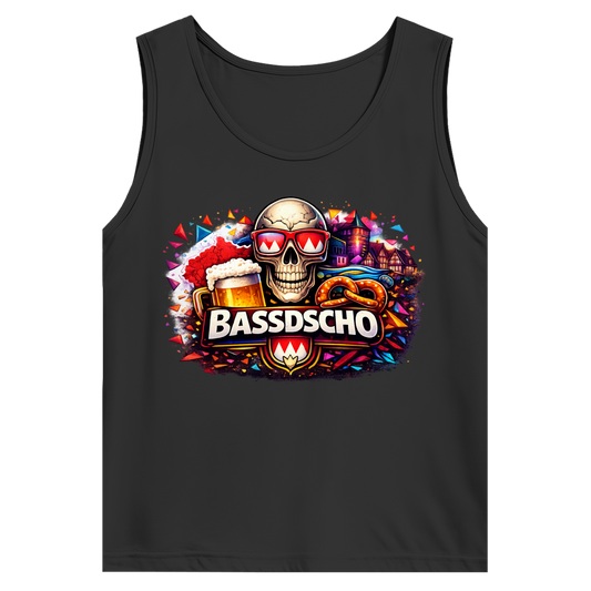 Herren Basic Tank Top Bassdscho Bier, Schädel und Brezel