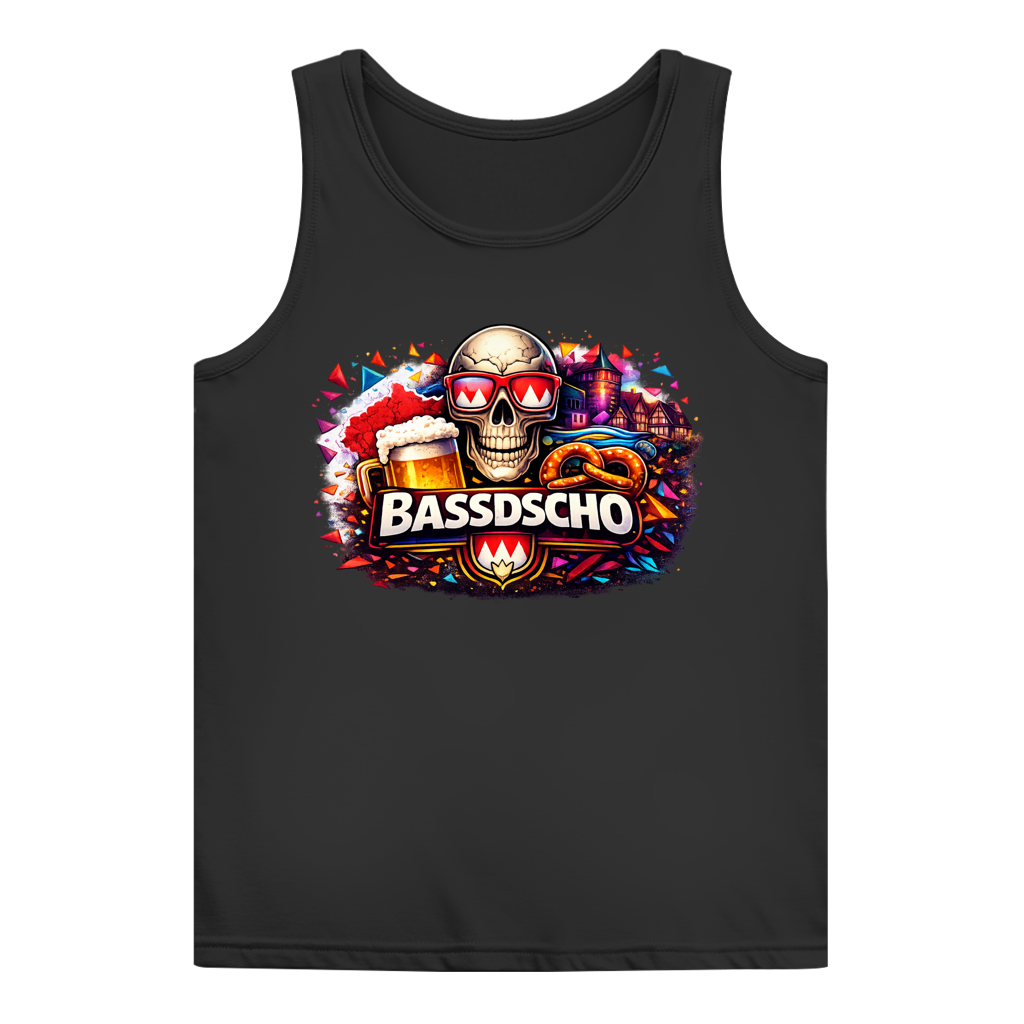 Damen Basic Tank Top Bassdscho Bier, Schädel und Brezel