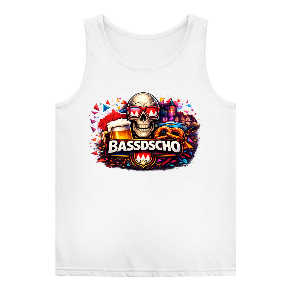 Damen Basic Tank Top Bassdscho Bier, Schädel und Brezel