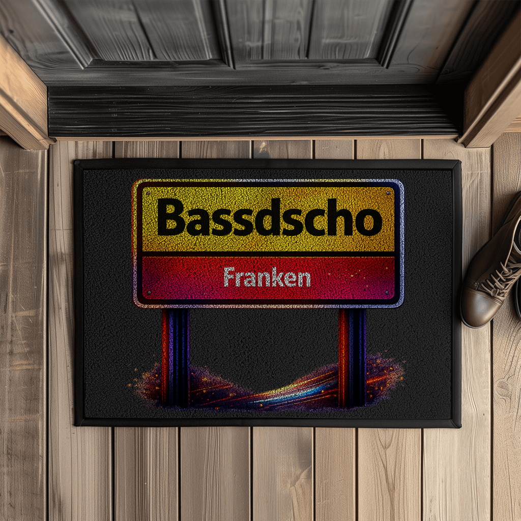 Fußmatte mit Gummirand Bassdscho Schild