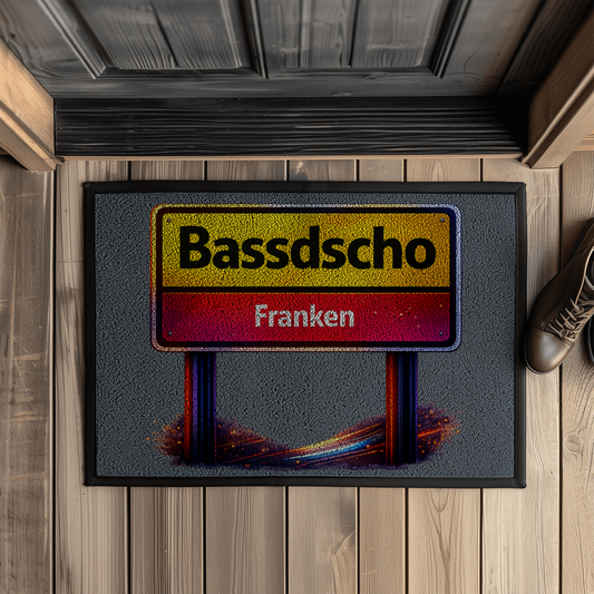 Fußmatte mit Gummirand Bassdscho Schild