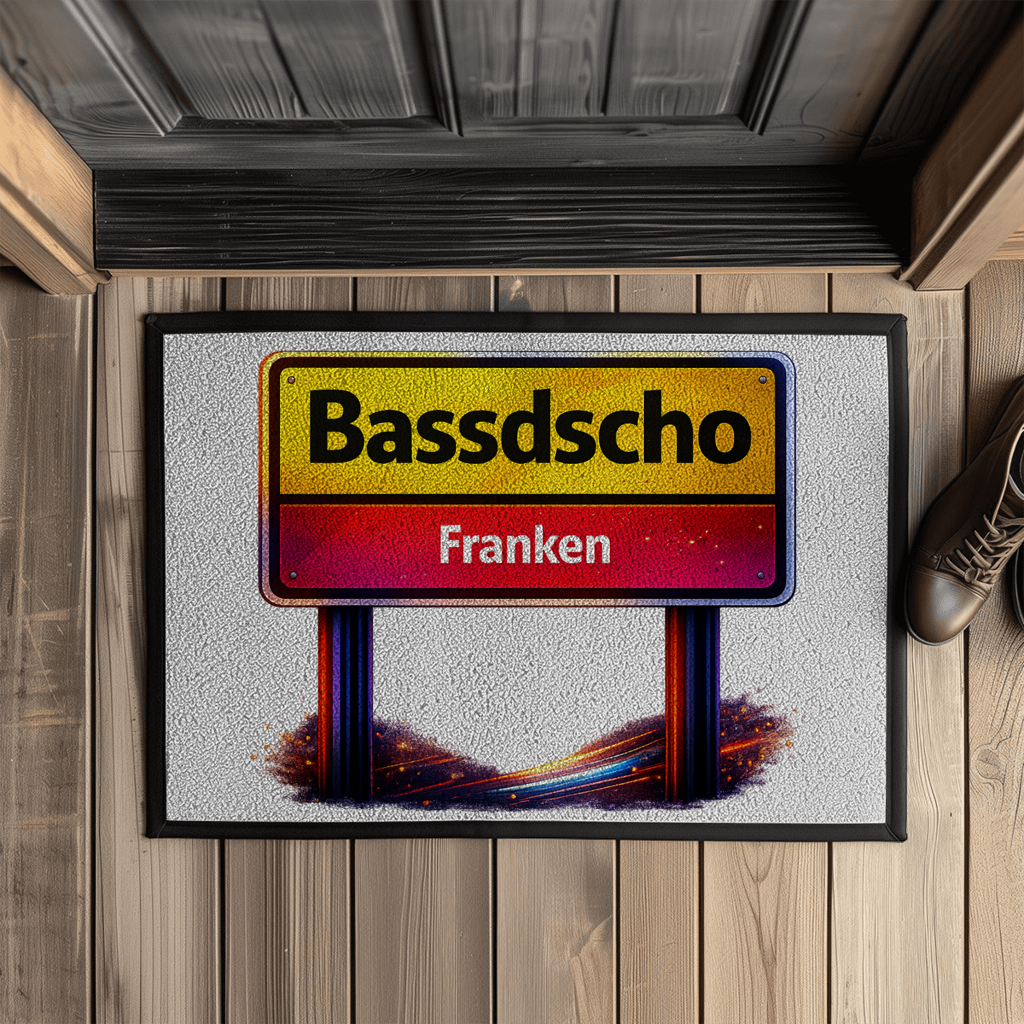 Fußmatte mit Gummirand Bassdscho Schild