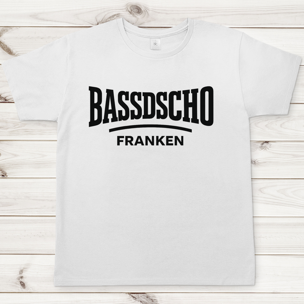 Herren T-Shirt Bassdscho Franken Schrift schwarz
