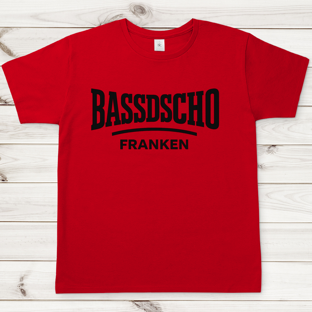 Herren T-Shirt Bassdscho Franken Schrift schwarz