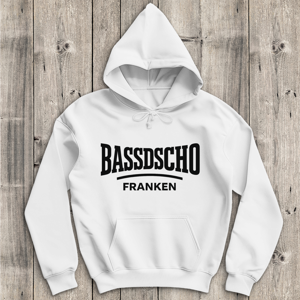 Herren Hoodie Bassdscho Franken Schrift schwarz