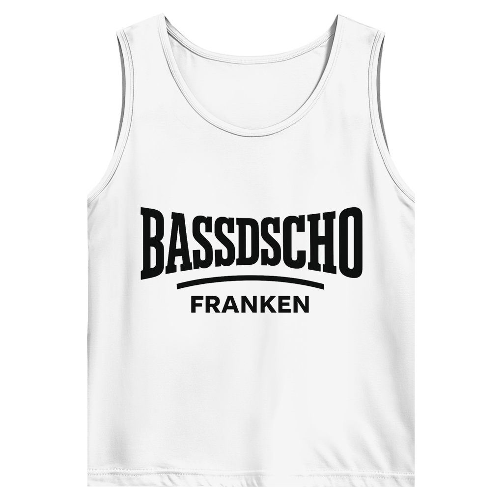 Herren Basic Tank Top Bassdscho Franken Schrift schwarz