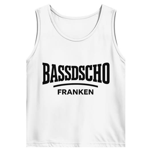 Herren Basic Tank Top Bassdscho Franken Schrift schwarz