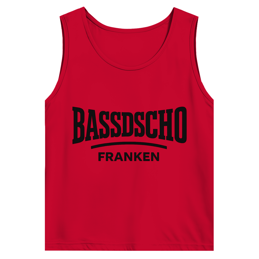 Herren Basic Tank Top Bassdscho Franken Schrift schwarz