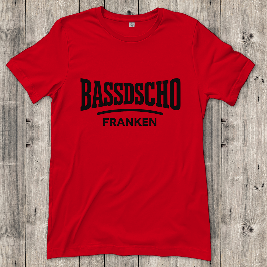 Damen T-Shirt Bassdscho Franken Schrift schwarz