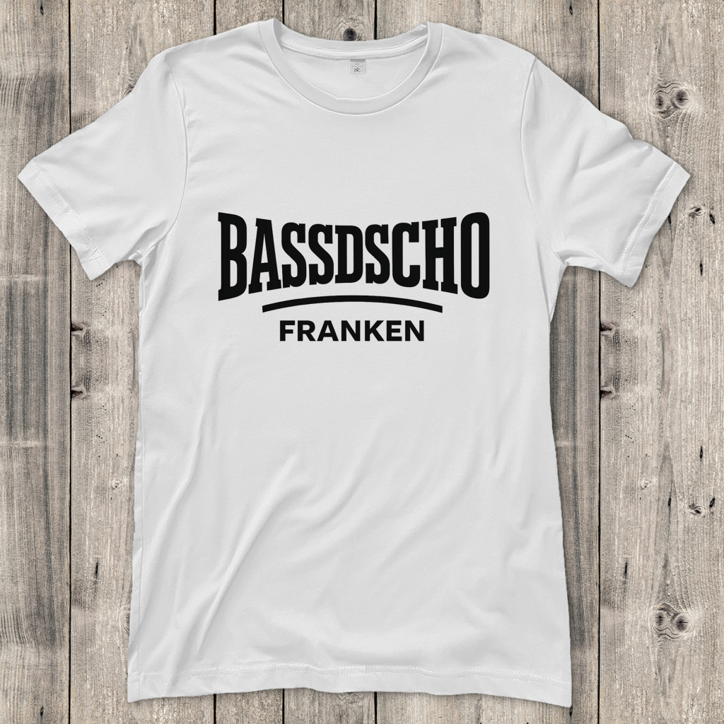 Damen T-Shirt Bassdscho Franken Schrift schwarz