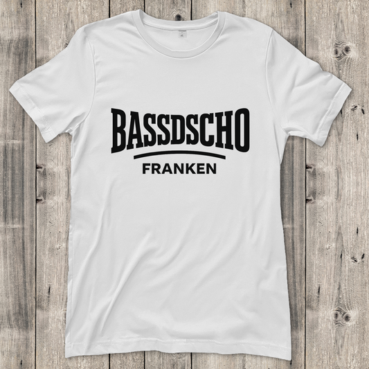 Damen T-Shirt Bassdscho Franken Schrift schwarz