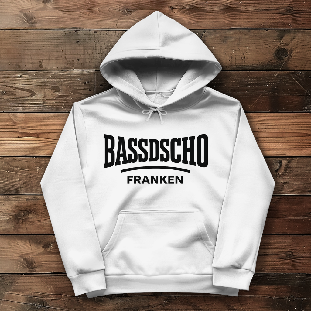 Damen Hoodie Bassdscho Franken Schrift schwarz