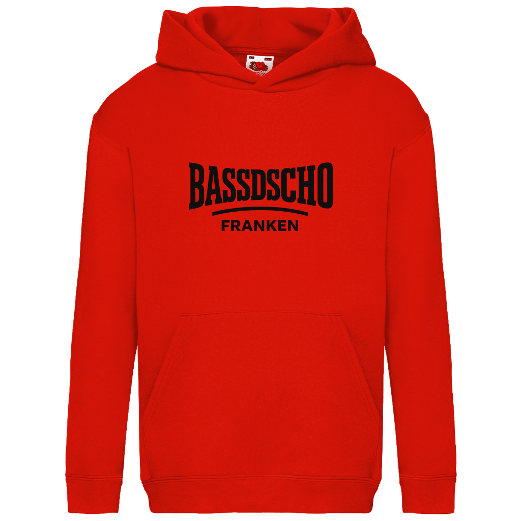 Kids Basic Hoodie Bassdscho Franken Schrift schwarz