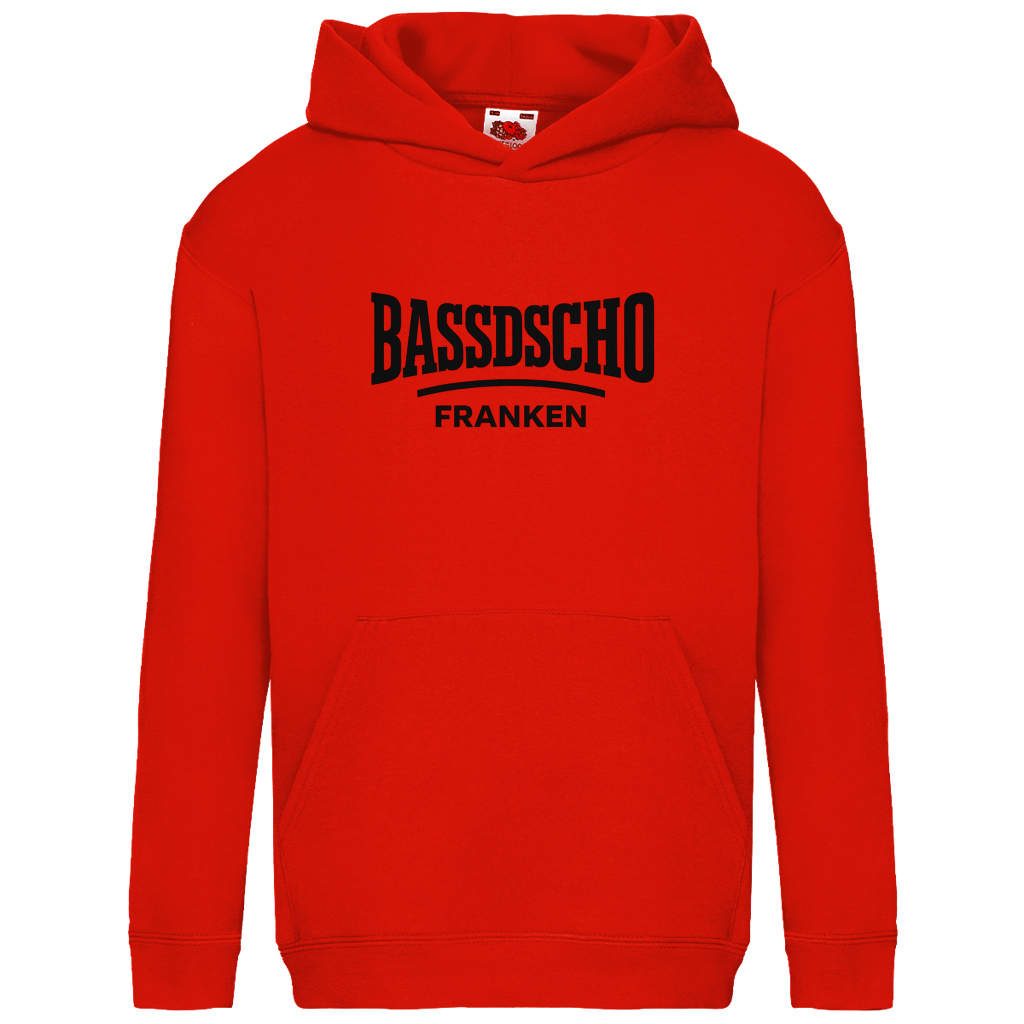 Kids Basic Hoodie Bassdscho Franken Schrift schwarz
