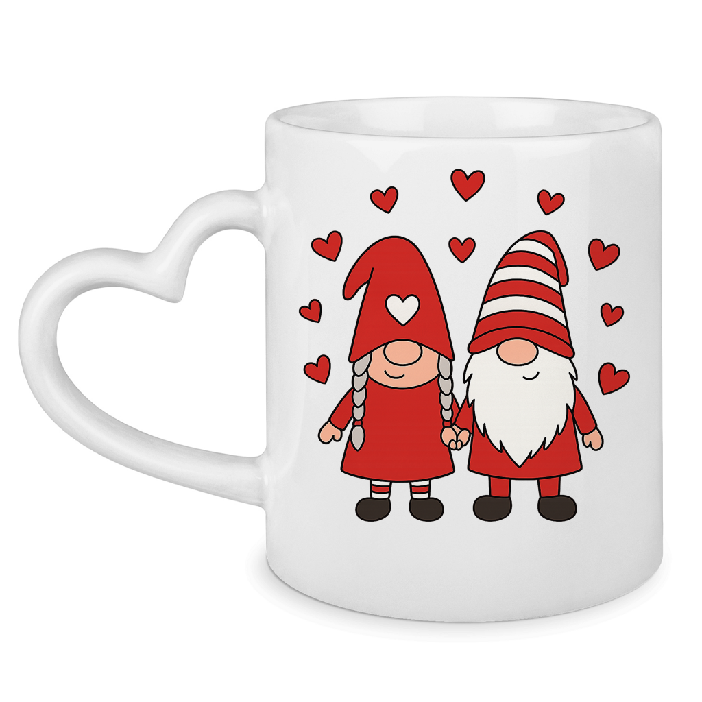 Tasse mit Herzhenkel Wichtel Hand in Hand Valentinstag 2