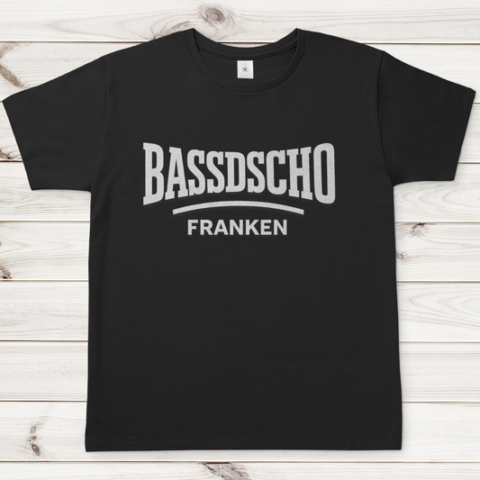 Herren T-Shirt Bassdscho Franken Schrift weiß
