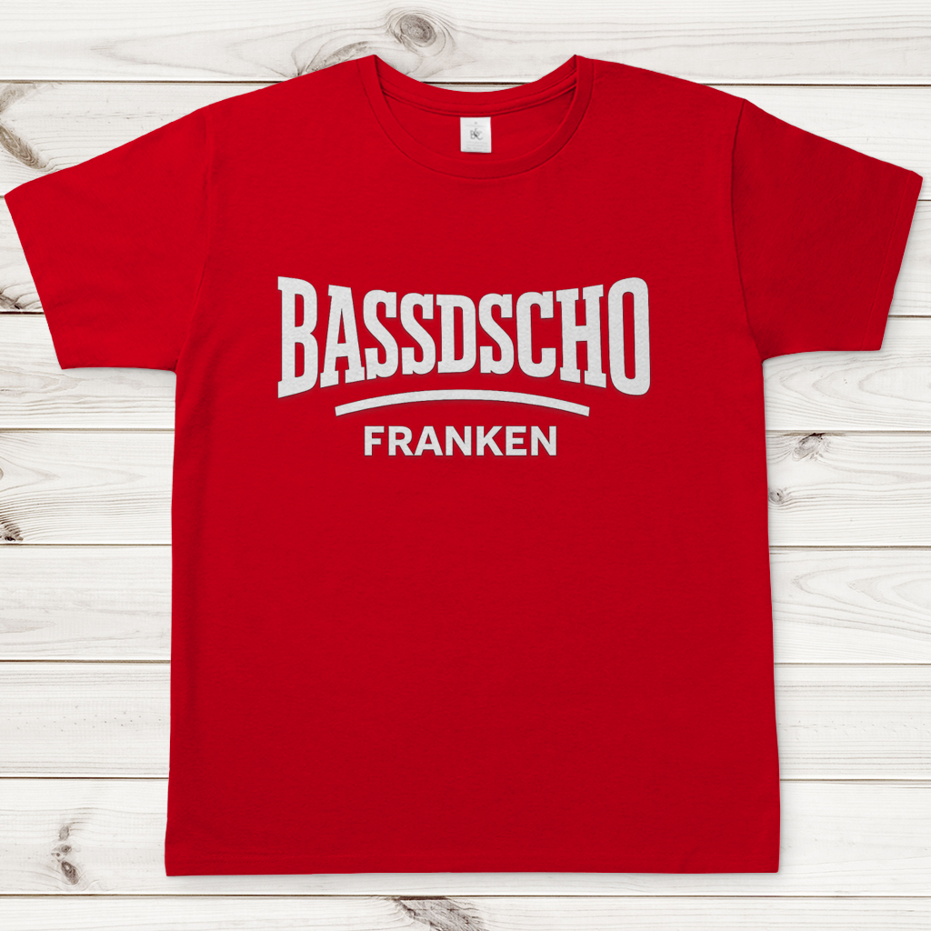 Herren T-Shirt Bassdscho Franken Schrift weiß