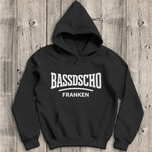 Herren Hoodie Bassdscho Franken Schrift weiß