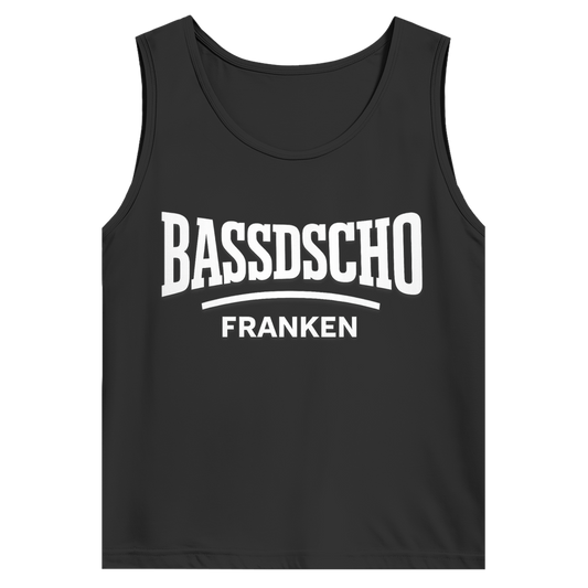 Herren Basic Tank Top Bassdscho Franken Schrift weiß