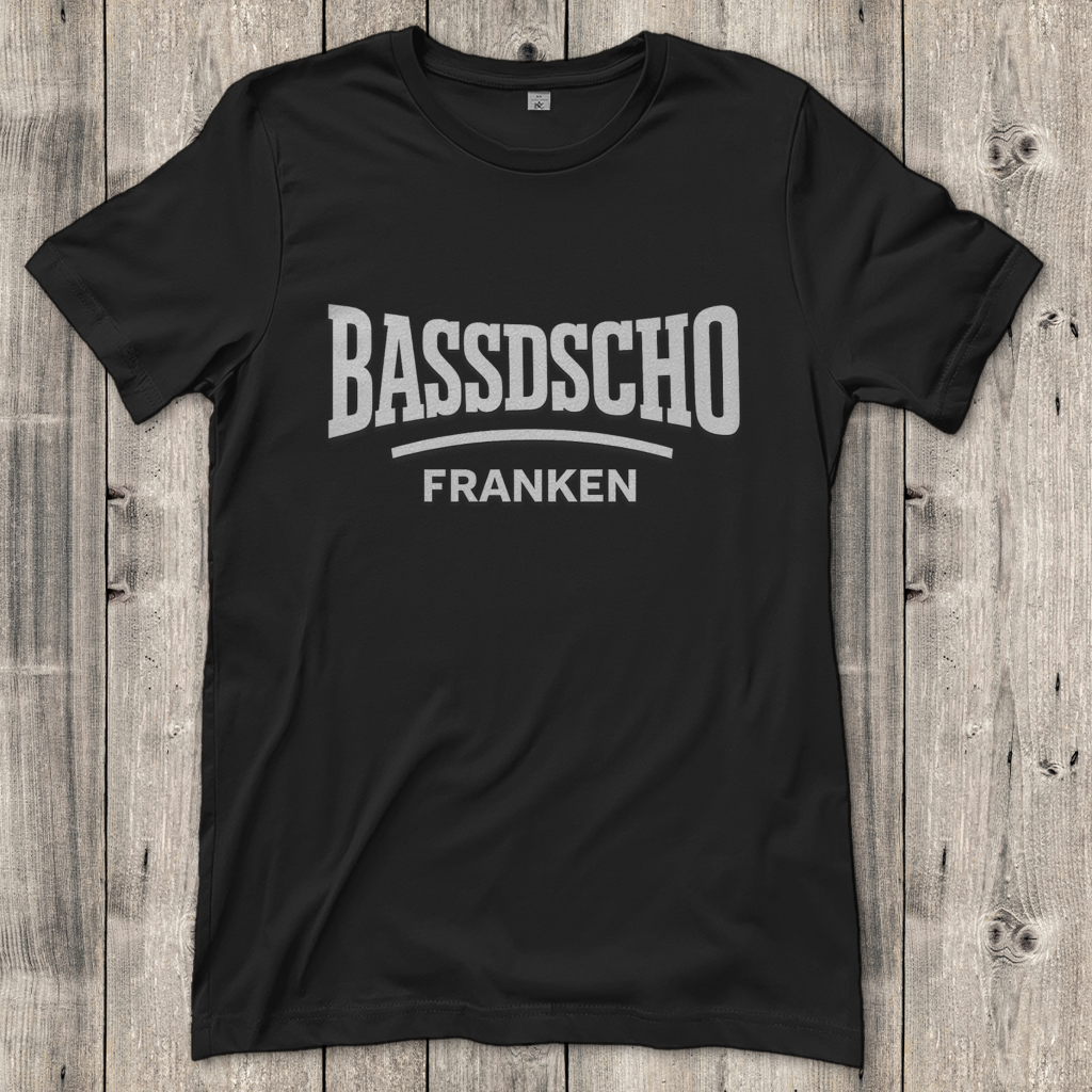 Damen T-Shirt Bassdscho Franken Schrift weiß