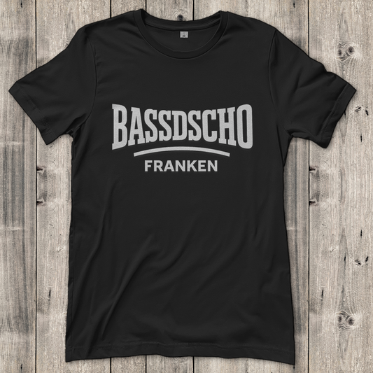 Damen T-Shirt Bassdscho Franken Schrift weiß