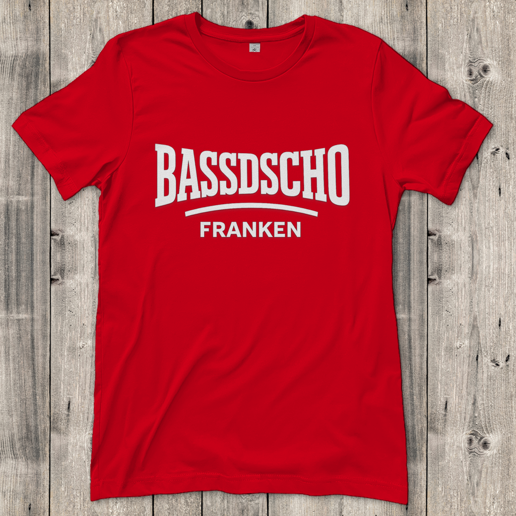 Damen T-Shirt Bassdscho Franken Schrift weiß