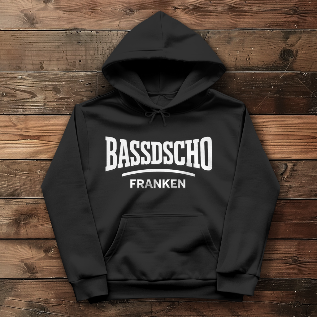 Damen Hoodie Bassdscho Franken Schrift weiß