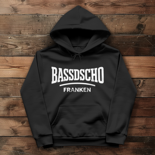 Damen Hoodie Bassdscho Franken Schrift weiß
