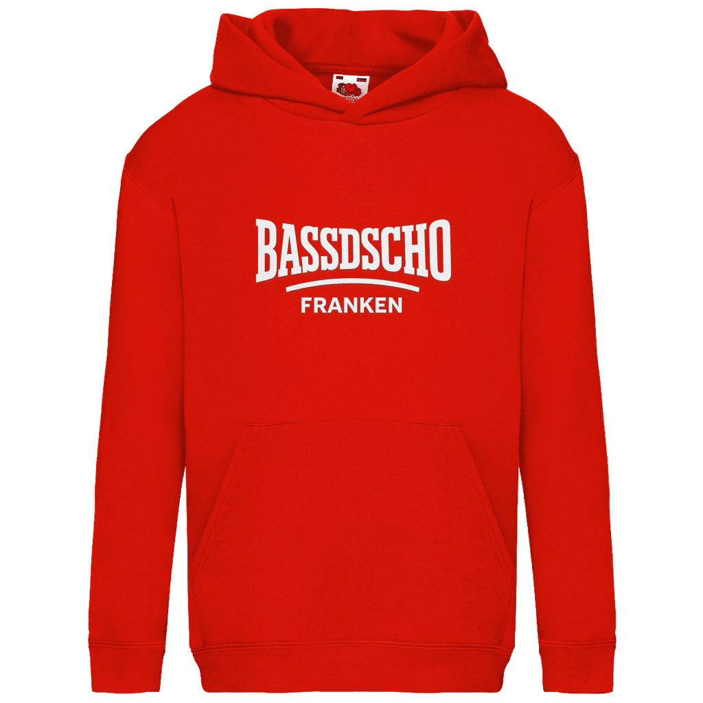 Kids Basic Hoodie Bassdscho Franken Schrift weiß