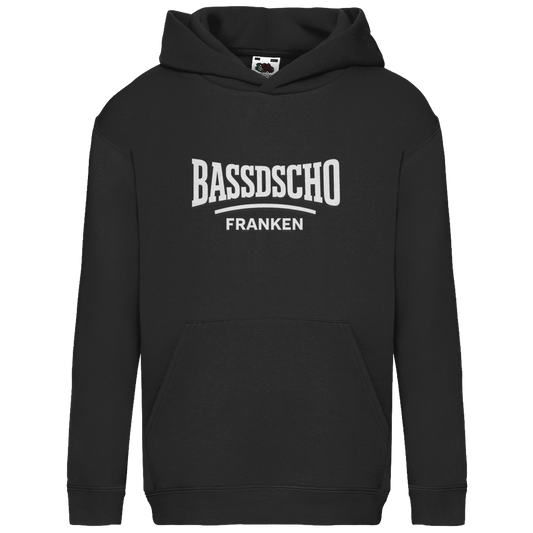 Kids Basic Hoodie Bassdscho Franken Schrift weiß