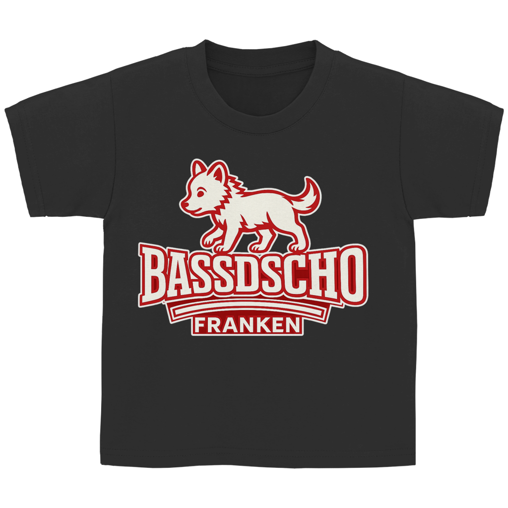 Kinder Basic T-Shirt Bassdscho Franken Wolf rot klein