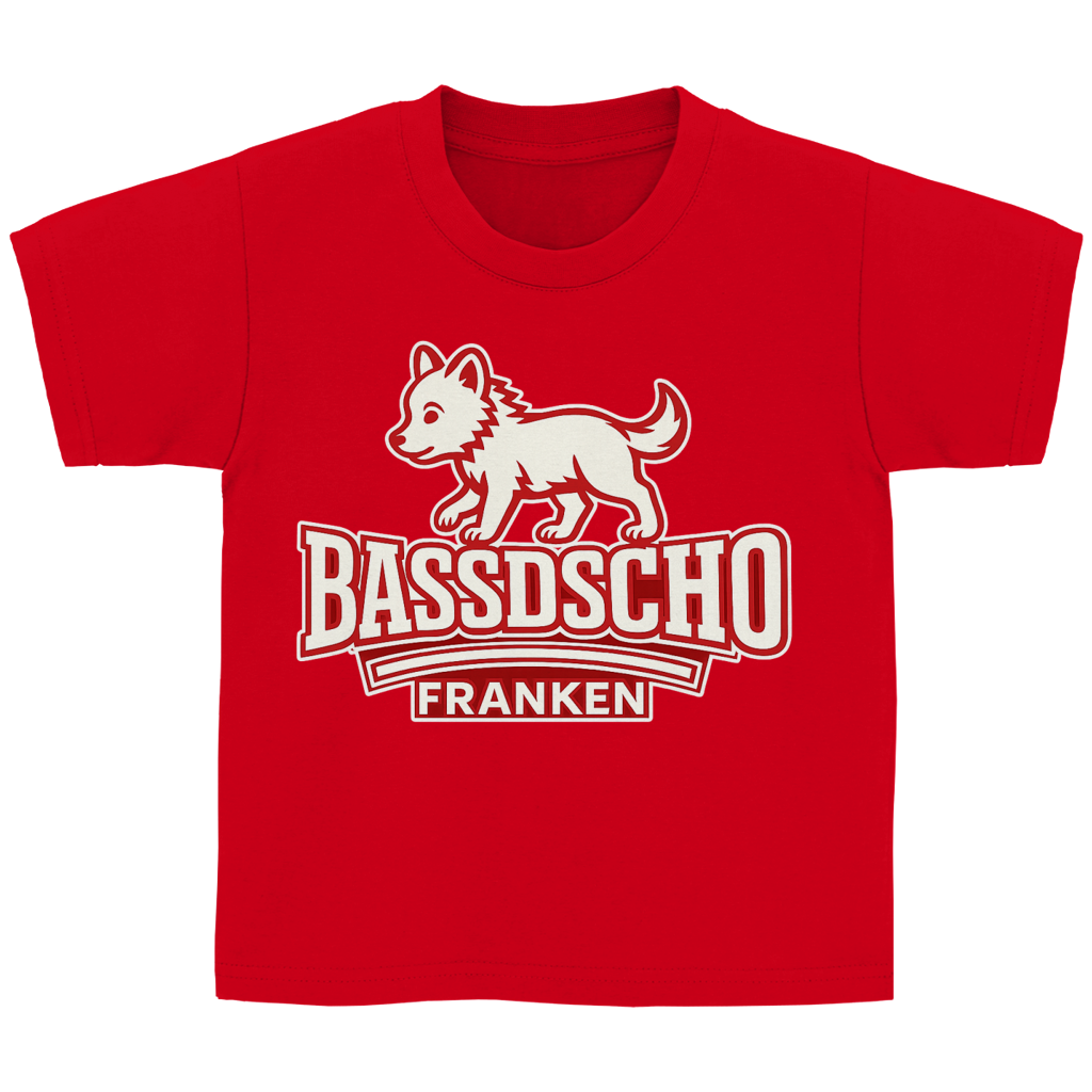 Kinder Basic T-Shirt Bassdscho Franken Wolf rot klein