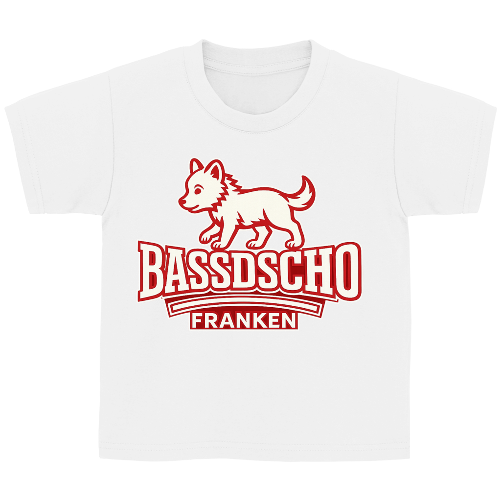 Kinder Basic T-Shirt Bassdscho Franken Wolf rot klein