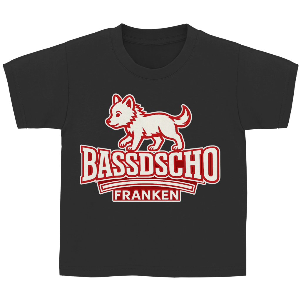 Kinder Basic T-Shirt Bassdscho Franken Wolf rot klein