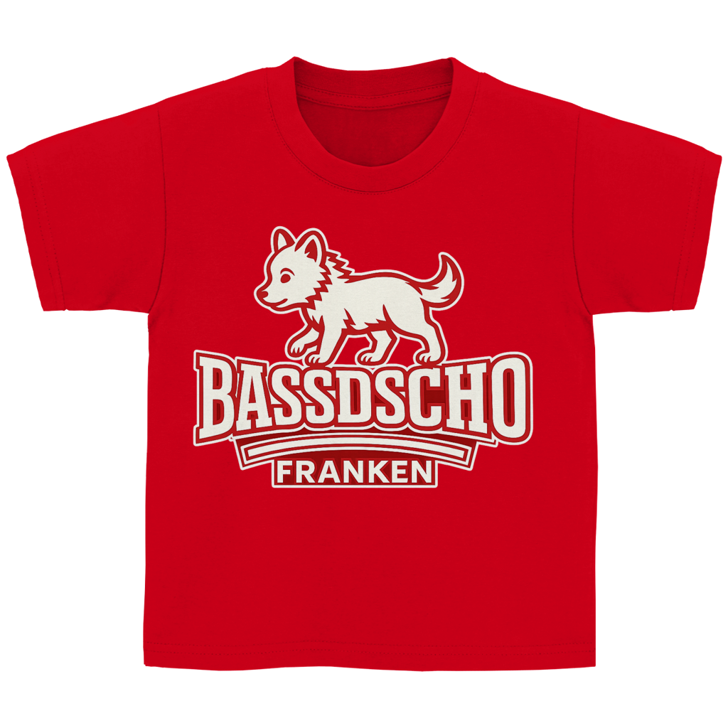 Kinder Basic T-Shirt Bassdscho Franken Wolf rot klein