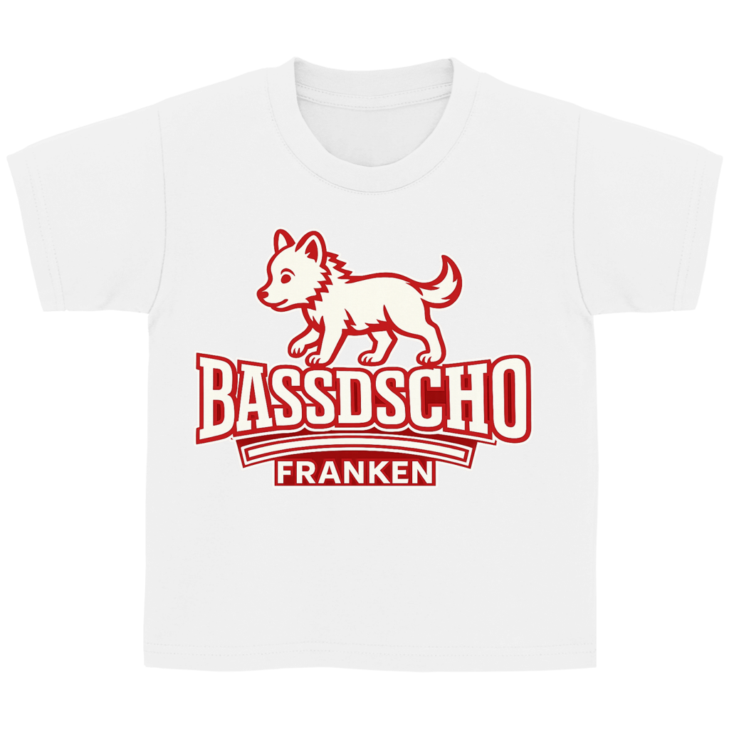 Kinder Basic T-Shirt Bassdscho Franken Wolf rot klein