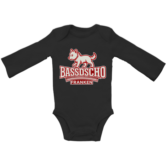Baby Bio Bodysuite Langarm Bassdscho Franken Wolf rot klein