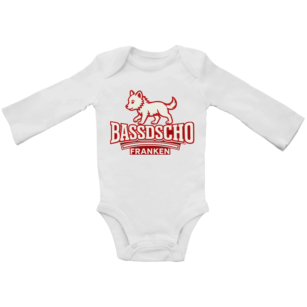 Baby Bio Bodysuite Langarm Bassdscho Franken Wolf rot klein