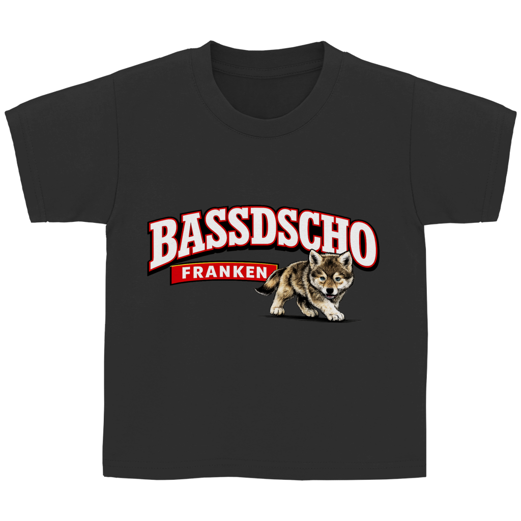 Kinder Basic T-Shirt Bassdscho Franken Wolf Blick vorne