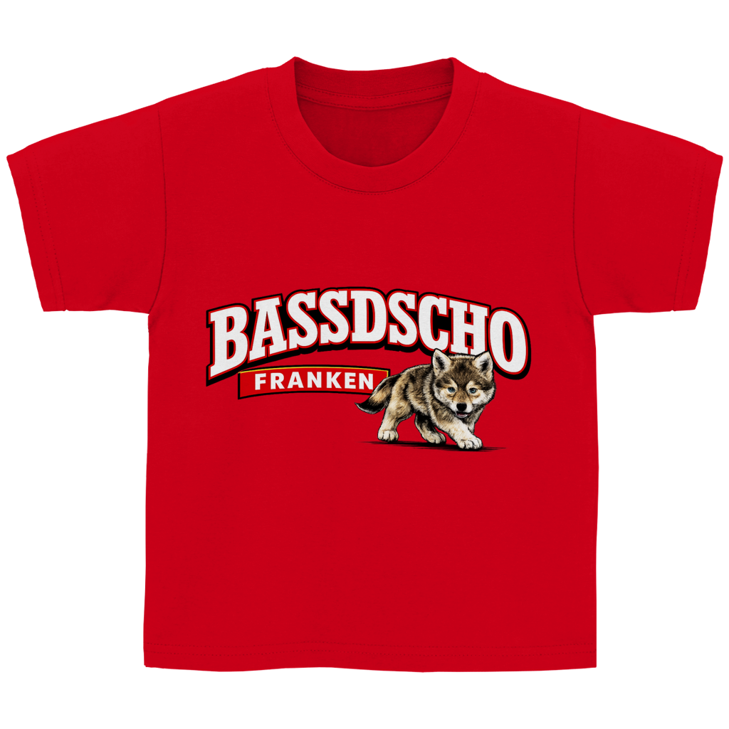 Kinder Basic T-Shirt Bassdscho Franken Wolf Blick vorne